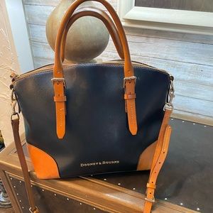 Dooney & Bourke Navy and Tan Leather Tote Bag